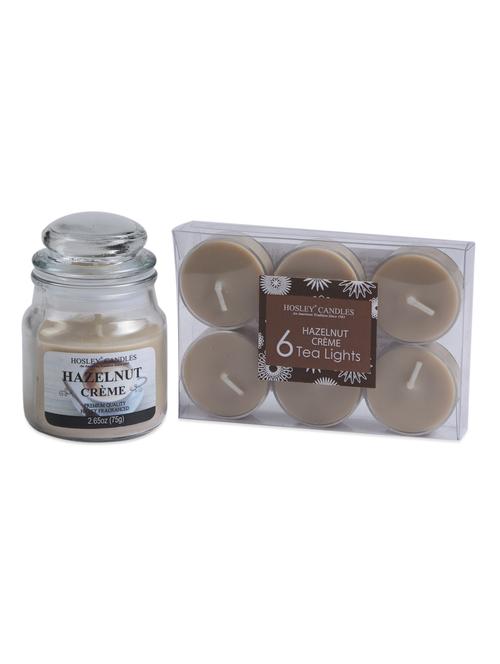 hazelnut crã¨me scented jar candle & tealights set - 1052479 - Very Small Image - 1