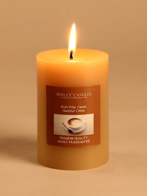 hazelnut crã¨me scented pillar candle - 1052510 - Very Small Image - 1