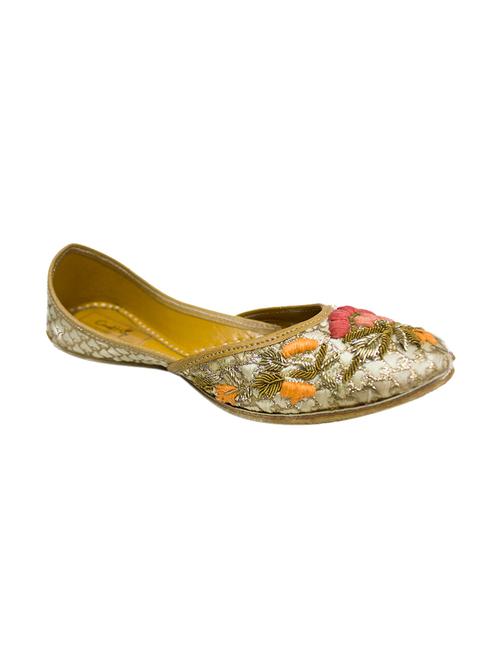 multi coloured embroidered silk brocade juttis - 10526257 - Very Small Image - 1