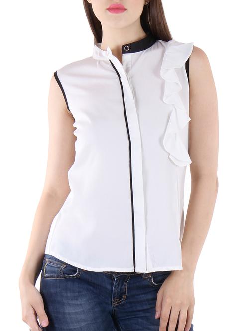 white poly crepe shirt - 10530683 - Very Small Image - 1