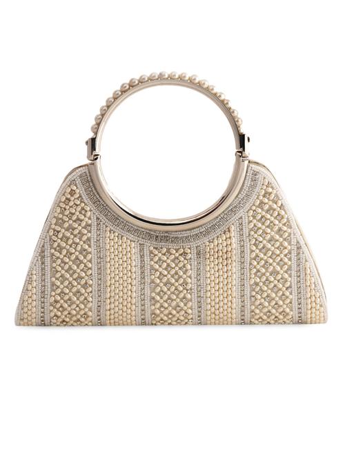 Cream Pearl Embellished Party Clutch - 1053918 - Very Small Image - 1