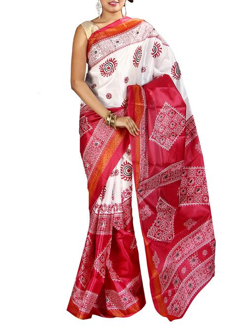 red art silk saree - 10541059 - Very Small Image - 1