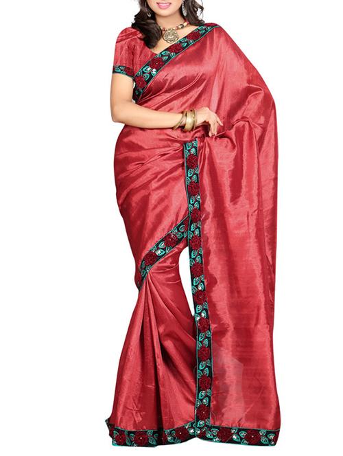red art silk saree - 10541115 - Very Small Image - 1