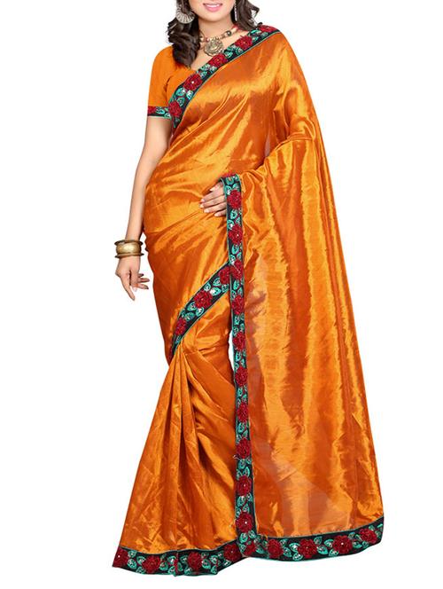 orange art silk saree - 10541117 - Very Small Image - 1