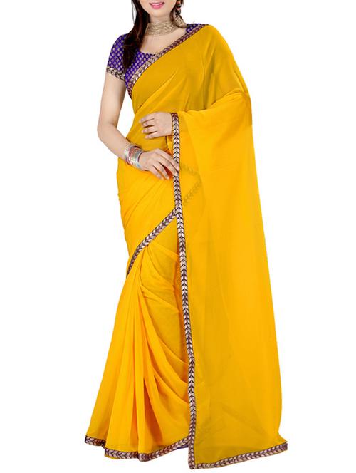 yellow art silk saree - 10541127 - Very Small Image - 1