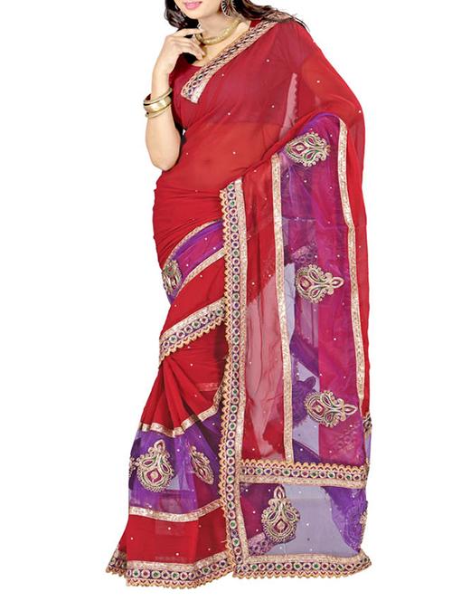 red art silk saree - 10541137 - Very Small Image - 1