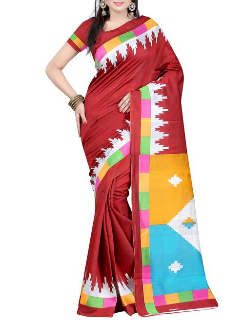 red art silk saree - 10541160 - Very Small Image - 1