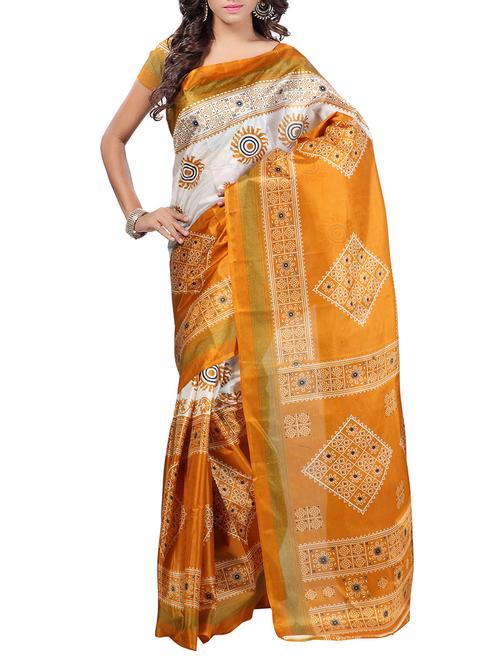 orange art silk saree - 10541283 - Very Small Image - 1
