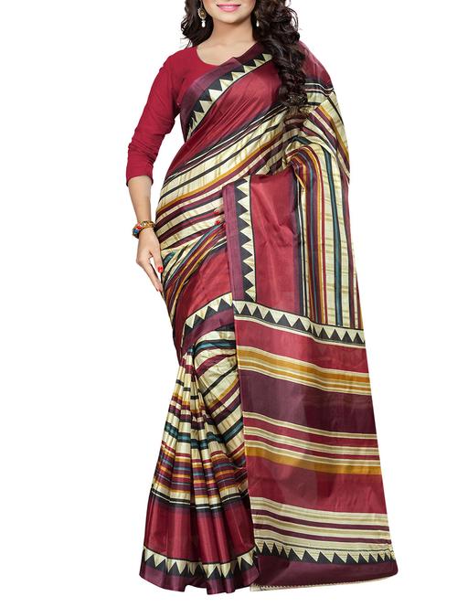 red art silk saree - 10541303 - Very Small Image - 1