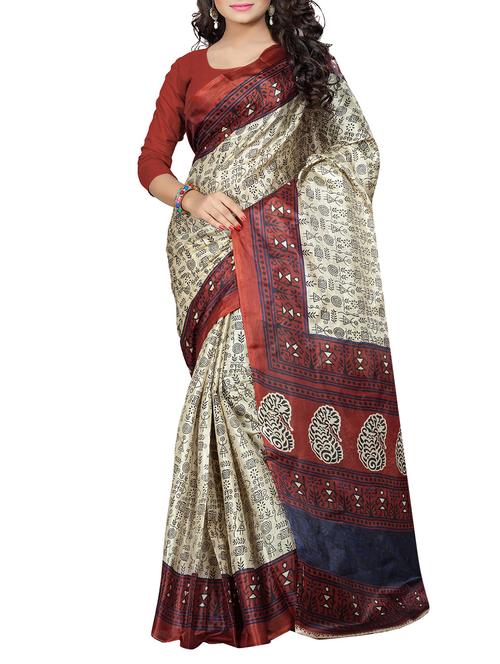 red art silk saree - 10541309 - Very Small Image - 1