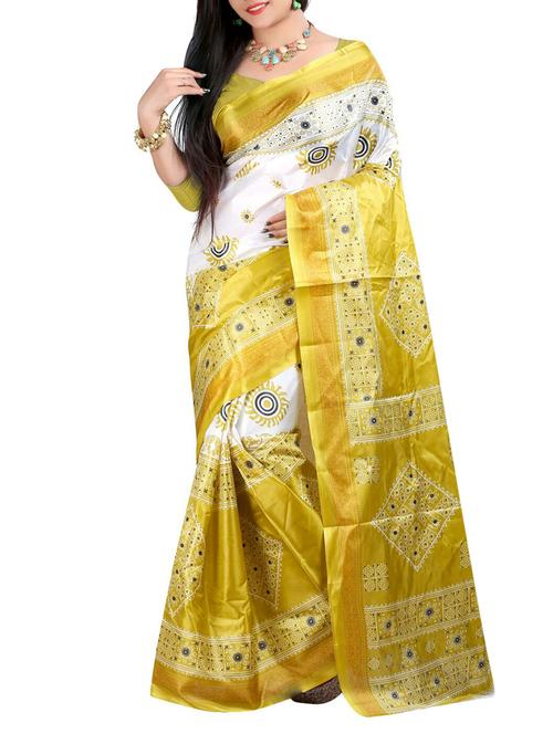 yellow art silk saree - 10541347 - Very Small Image - 1