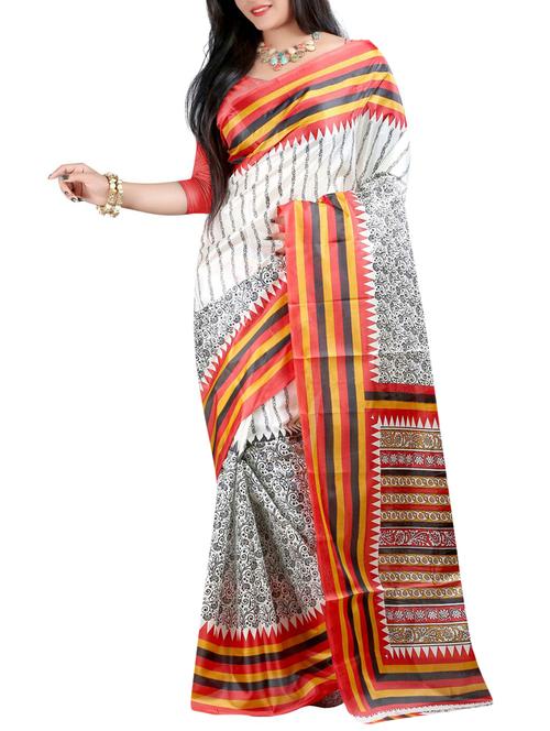 orange art silk saree - 10541352 - Very Small Image - 1