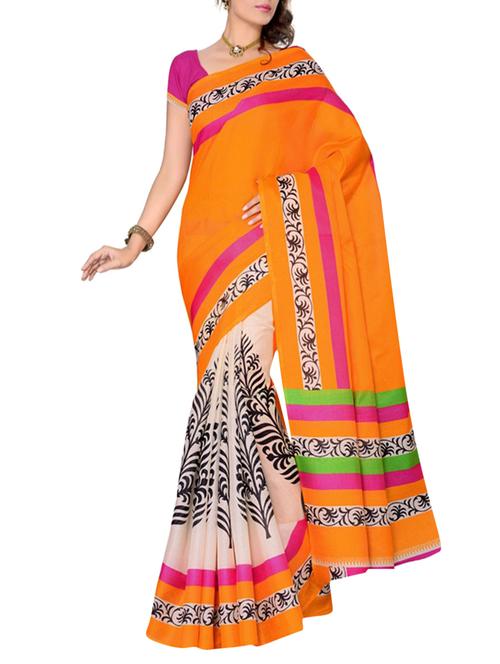 orange art silk saree - 10541397 - Very Small Image - 1