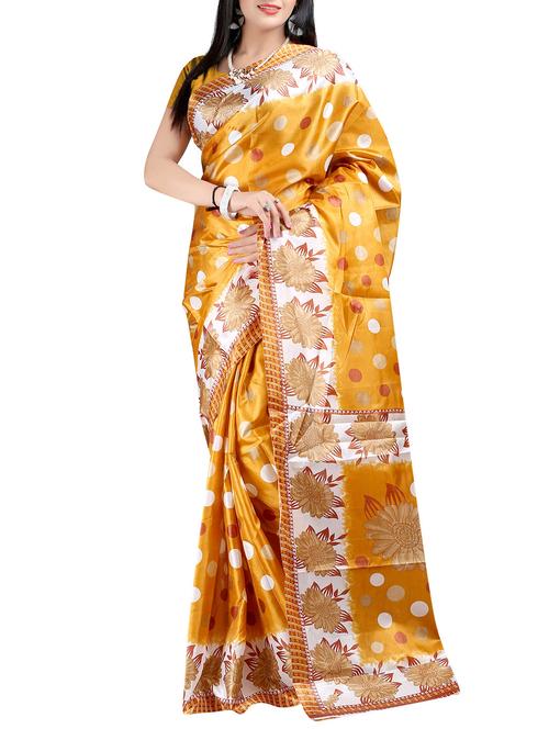 orange art silk saree - 10541528 - Very Small Image - 1