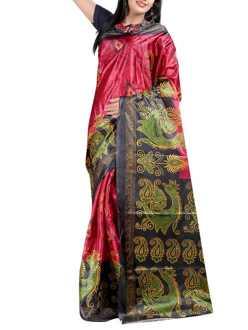 red art silk saree - 10541544 - Very Small Image - 1