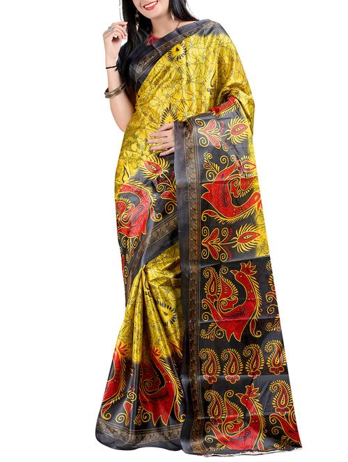yellow art silk saree - 10541546 - Very Small Image - 1