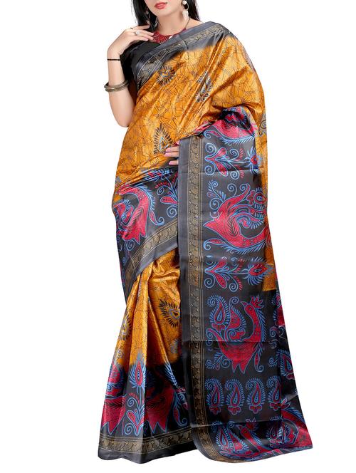 orange art silk saree - 10541547 - Very Small Image - 1