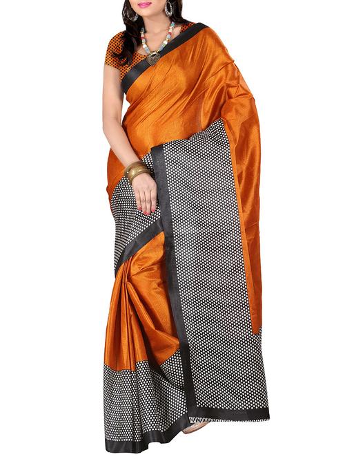 orange art silk saree - 10541694 - Very Small Image - 1