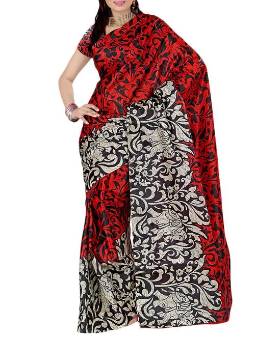 red art silk saree - 10541744 - Very Small Image - 1