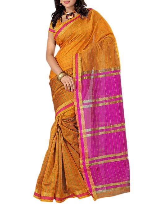 orange art silk saree - 10541765 - Very Small Image - 1