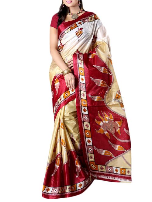 red art silk saree - 10541821 - Very Small Image - 1