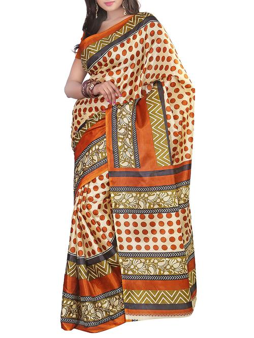 orange art silk saree - 10541828 - Very Small Image - 1