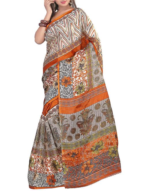 orange art silk saree - 10541836 - Very Small Image - 1