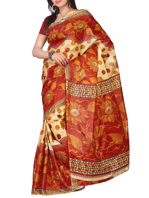 red art silk saree - 10541846 - Very Small Image - 1