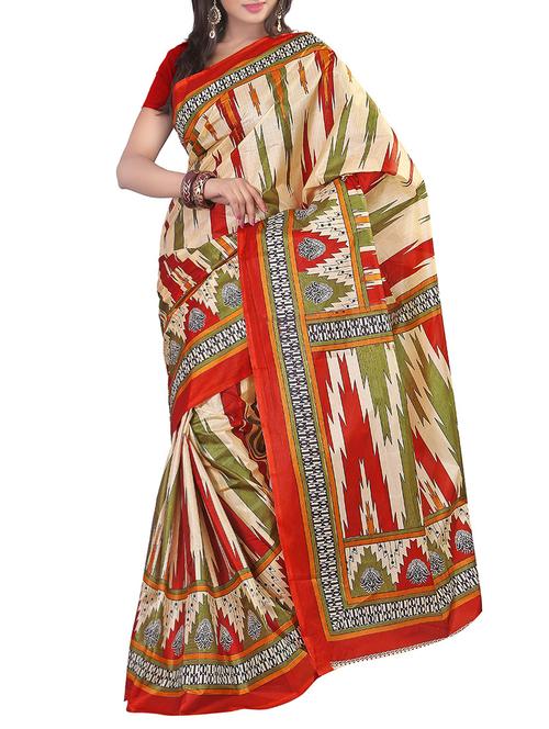 red art silk saree - 10541856 - Very Small Image - 1