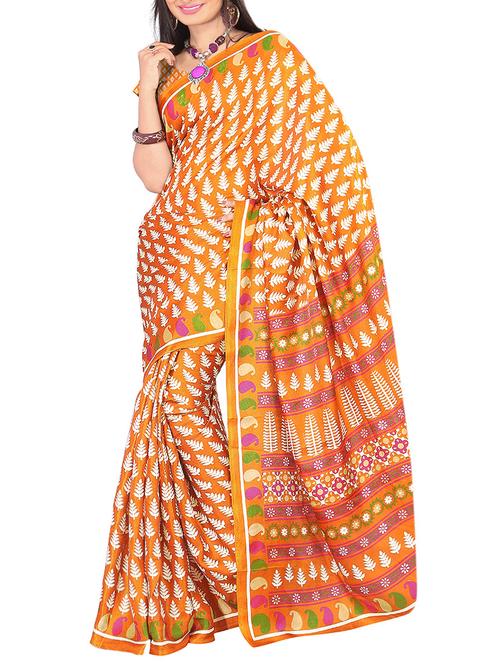 orange art silk saree - 10541875 - Very Small Image - 1