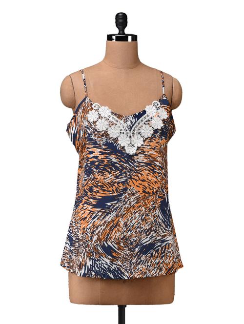 floral lace work polycrepe top - 1054206 - Very Small Image - 1
