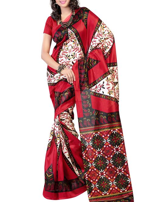 red art silk saree - 10542062 - Very Small Image - 1
