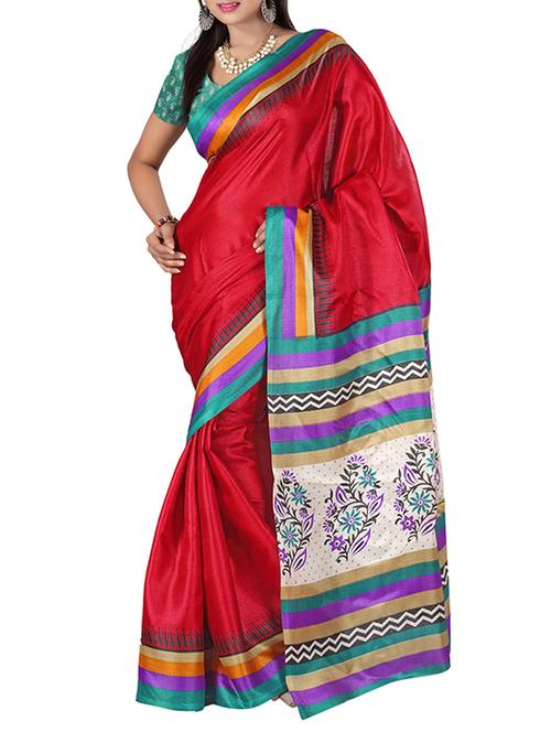 red art silk saree - 10542064 - Very Small Image - 1