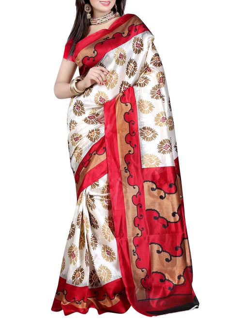 red art silk saree - 10542110 - Very Small Image - 1