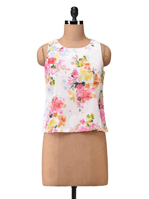floral printed polycrepe top - 1054228 - Very Small Image - 1