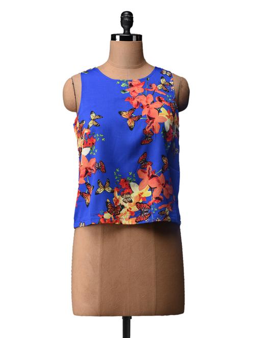 floral printed polycrepe top - 1054231 - Very Small Image - 1