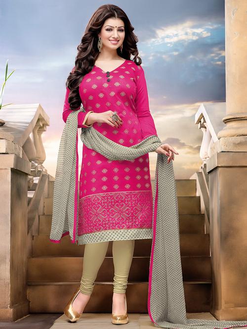 magenta chanderi cotton unstitched suit - 10543261 - Very Small Image - 1