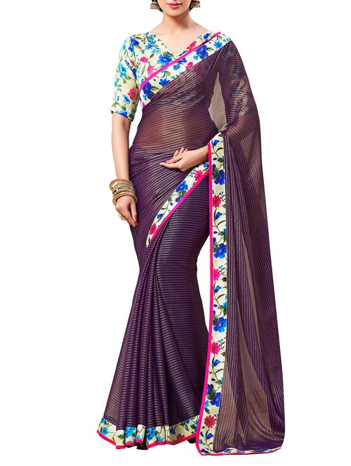 purple georgette saree - 10543320 - Very Small Image - 1
