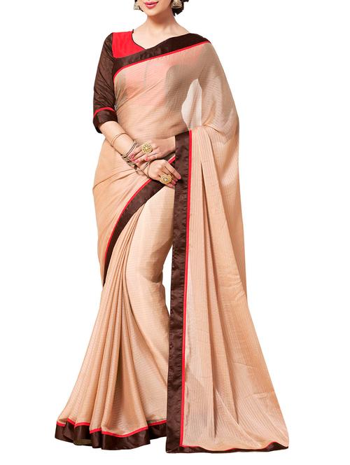 cream georgette saree - 10543322 - Very Small Image - 1