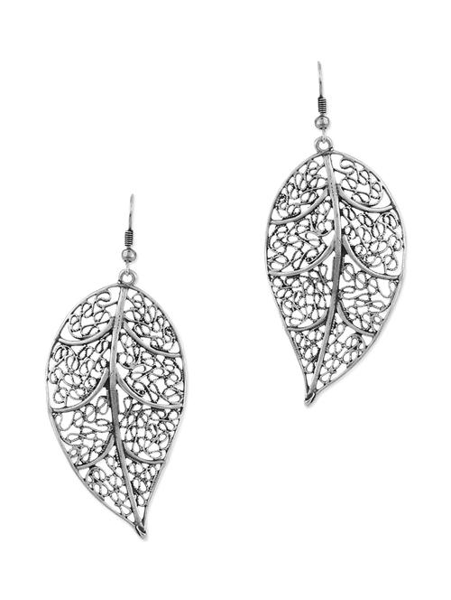 antique silver leaflet earrings - 10543332 - Very Small Image - 1