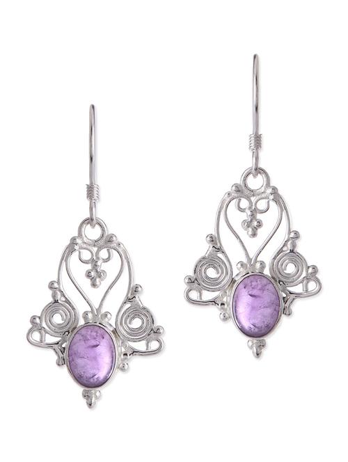 delicate amethyst and siver drop earrings - 10543364 - Very Small Image - 1