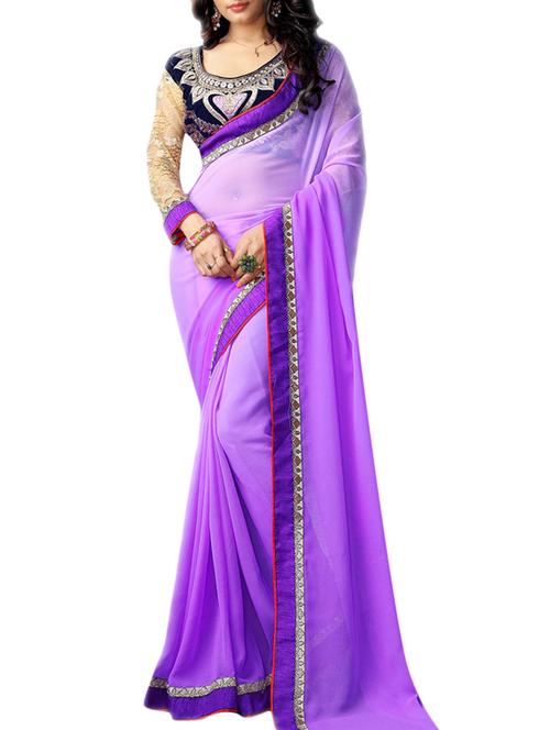lavender faux georgette saree - 10543531 - Very Small Image - 1