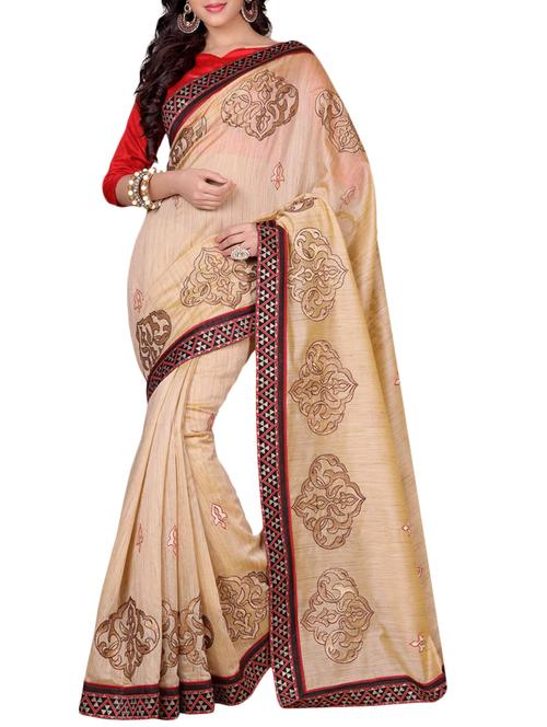 cream cotton saree - 10543535 - Very Small Image - 1