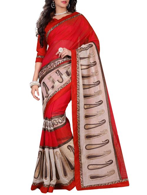 red cotton saree - 10543537 - Very Small Image - 1