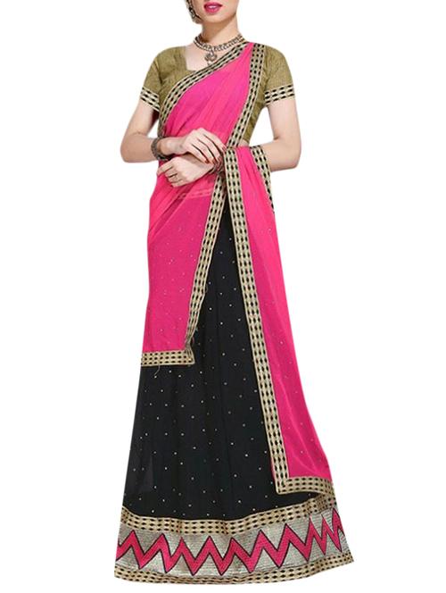 pink,black chiffon lehenga - 10543546 - Very Small Image - 1