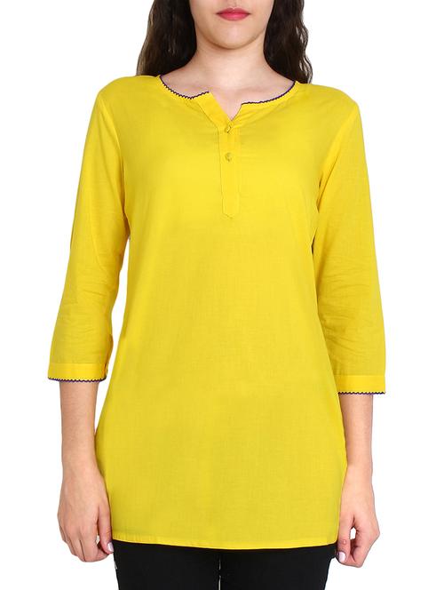 yellow cotton kurti - 10544142 - Very Small Image - 1