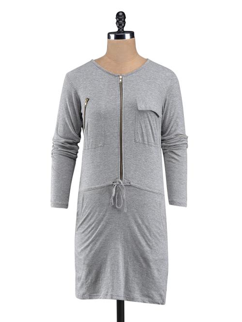 full sleeve front zipper shift dress - 1054706 - Very Small Image - 1