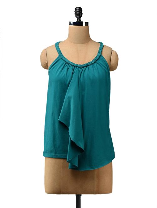 Teal halter-neck ruffled top - 1054752 - Very Small Image - 1