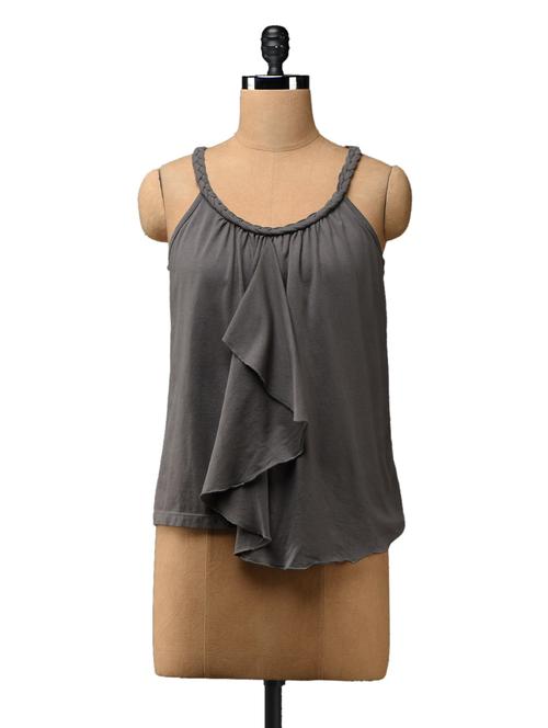 Grey halter-neck ruffled top - 1054753 - Very Small Image - 1