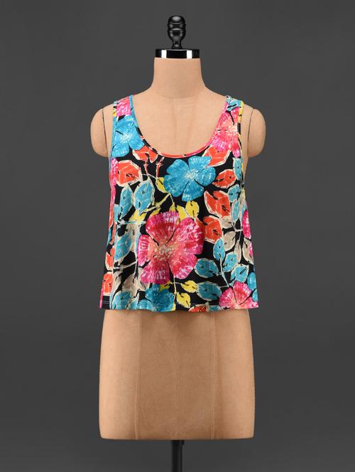 floral print sleeveless viscose top - 1054832 - Very Small Image - 1